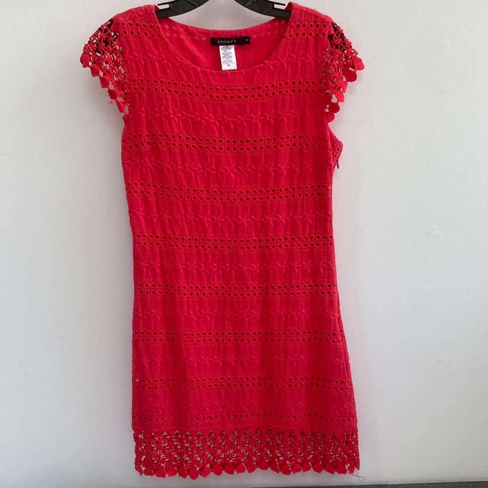 Joompy red lace overlay dress with zipper side - size M